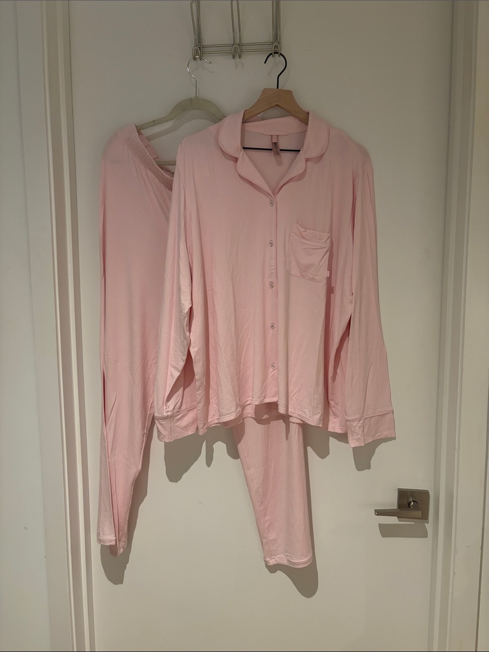 SKIMS Classic Button-Down Pajama Set in Pink Bloom - Picture 3 of 9